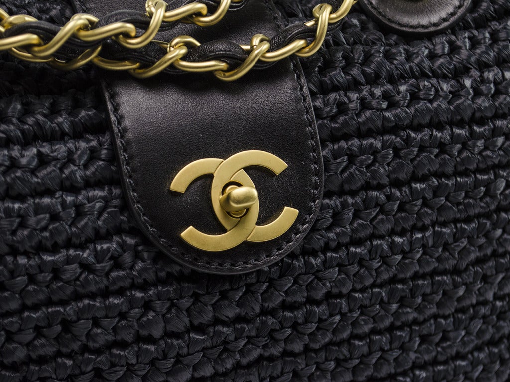 Chanel Deauville Tote Straw with Chain Detail Small Neutral 121292513