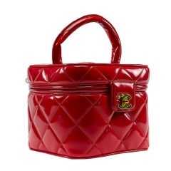 Chanel Red Patent Leather Heart Cosmetic Vanity