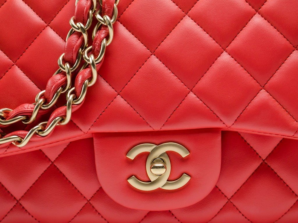 Women's Chanel Coral Lambskin Single Maxi Flap