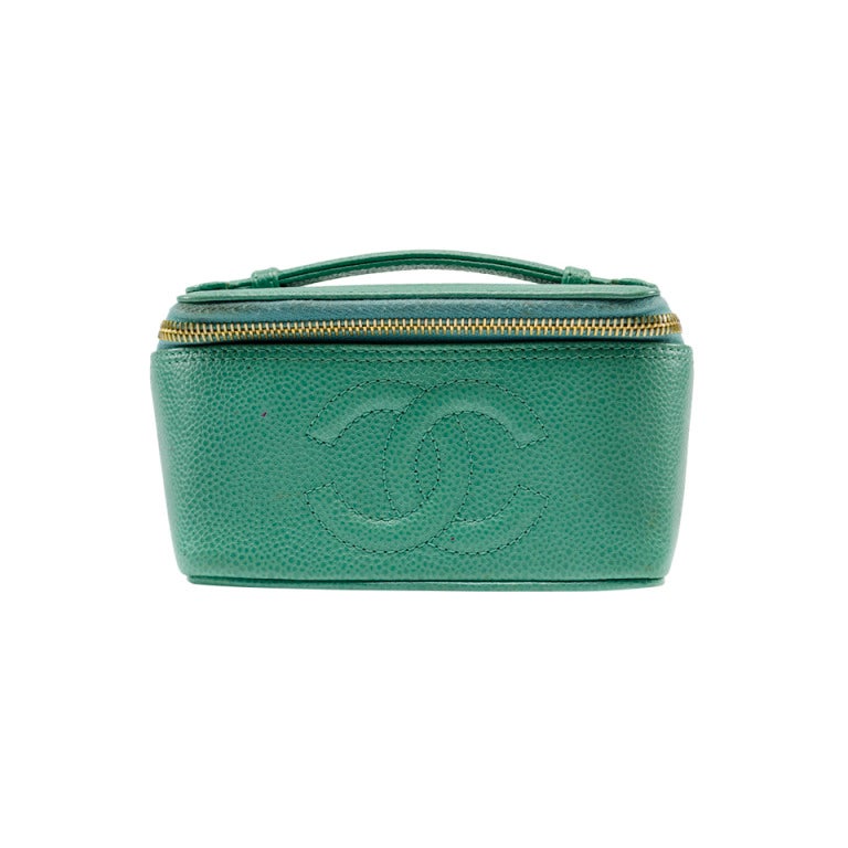 Chanel Turquoise Caviar Vanity For Sale