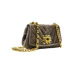 Chanel Vintage Gripoix Suede Crossbody Bag
