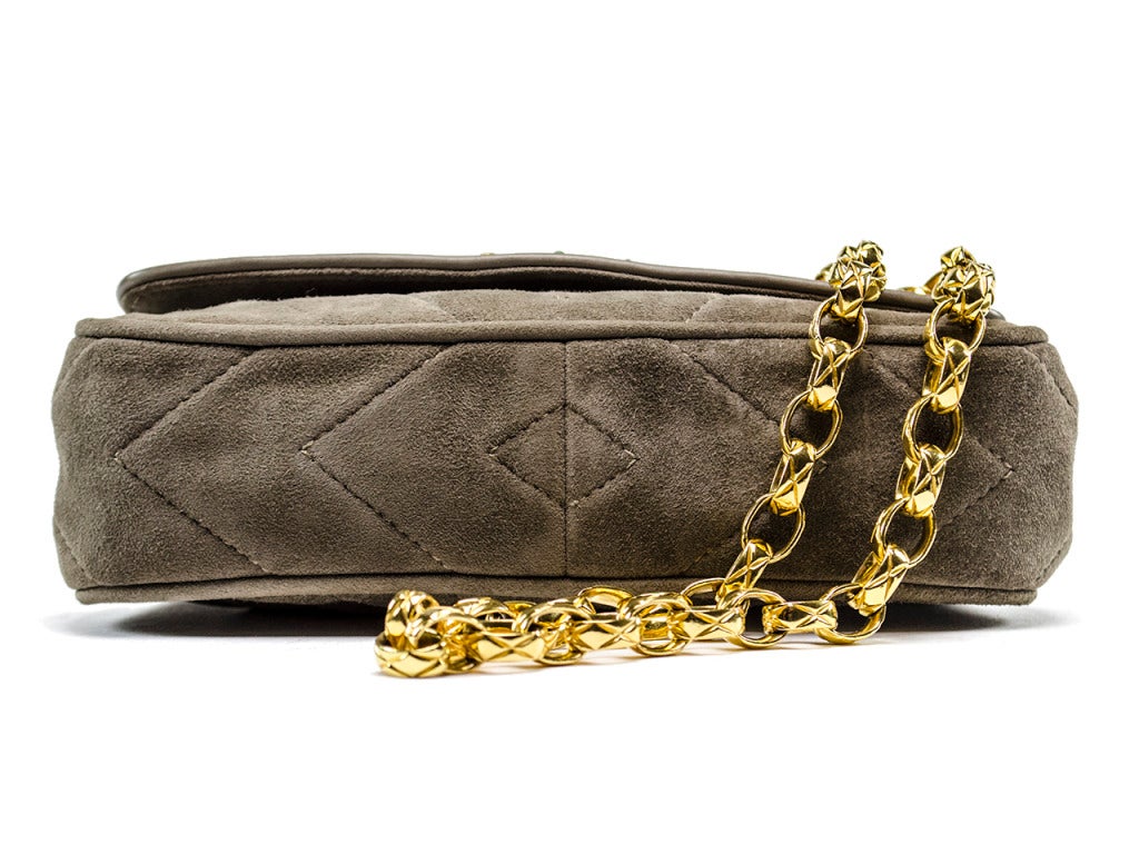 Chanel Vintage Gripoix Suede Crossbody Bag In Excellent Condition For Sale In San Diego, CA