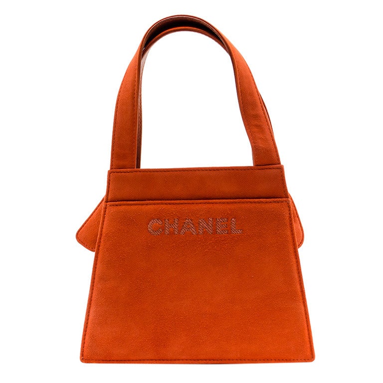 Chanel Vintage Orange Suede Tote