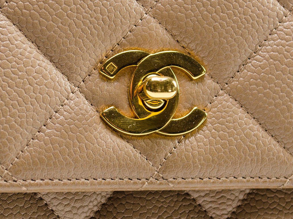 Chanel Vintage Brown Caviar Kelly Bag In Excellent Condition For Sale In San Diego, CA