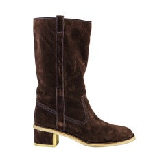 Chanel Brown Suede Boots