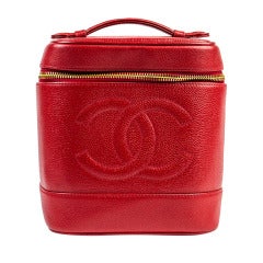 Chanel Red Caviar Leather Vanity Case