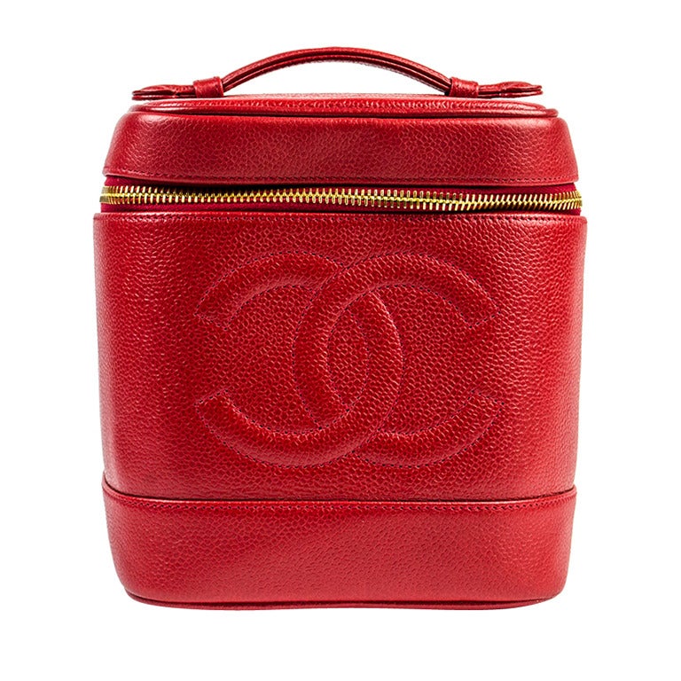 Chanel Red Caviar Leather Vanity Case