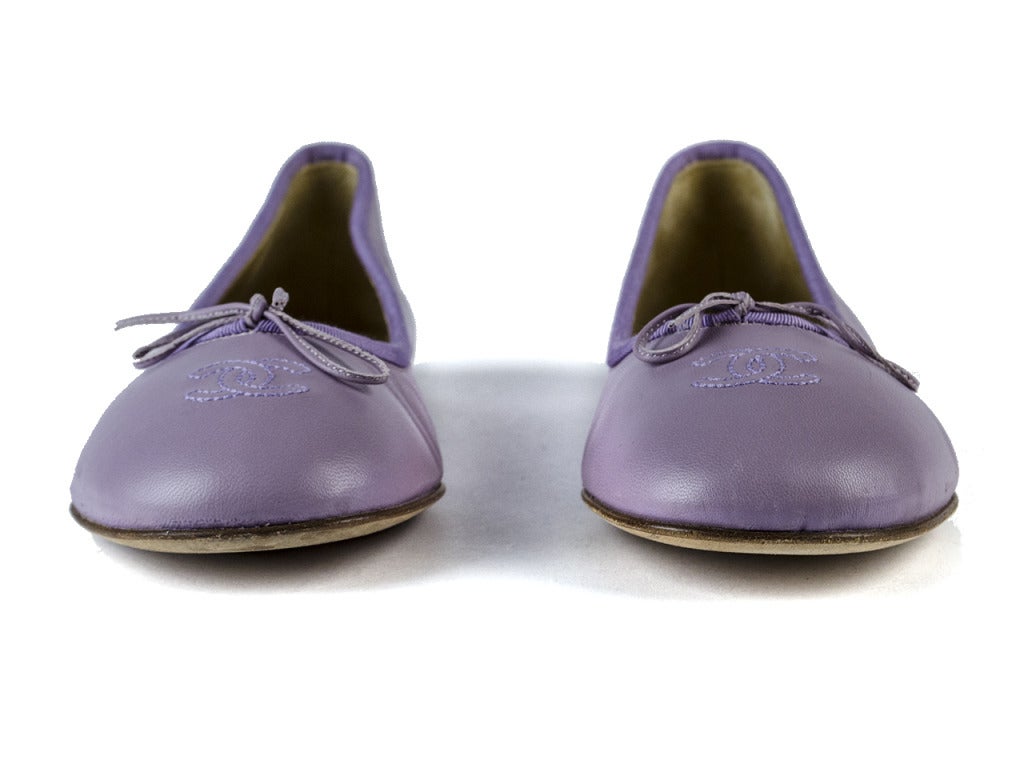 purple chanel flats