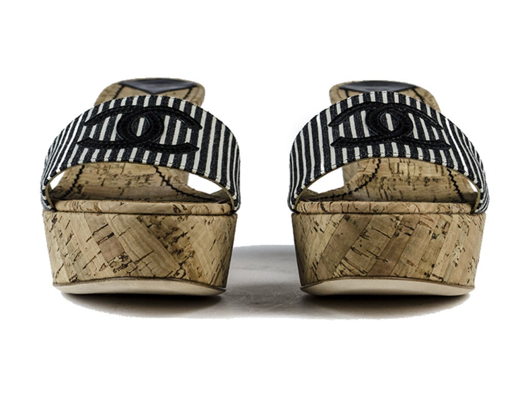 Chanel Cork Wedges In New Condition For Sale In San Diego, CA