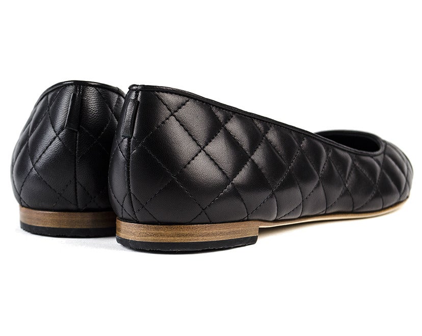 Women's Chanel Black Quilted Flats