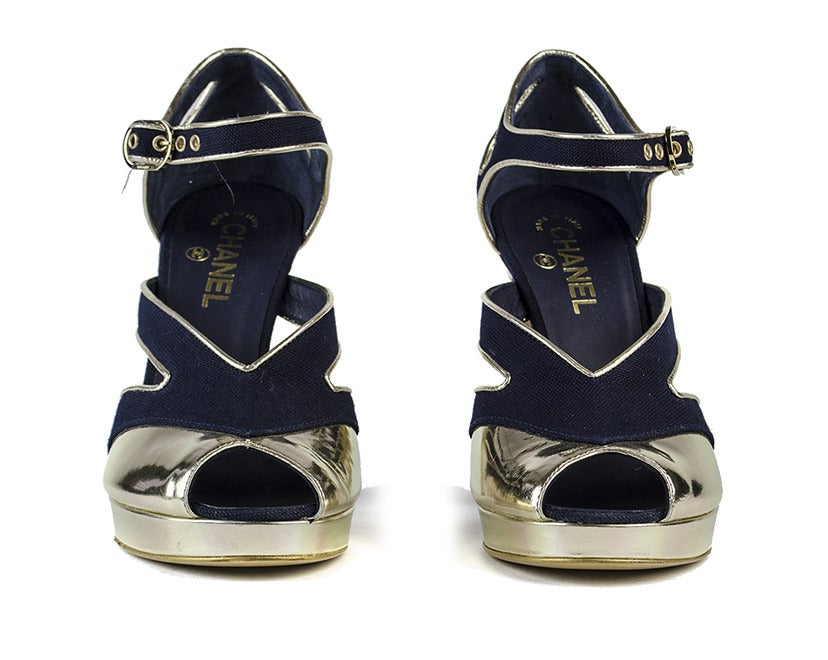 navy and gold heels