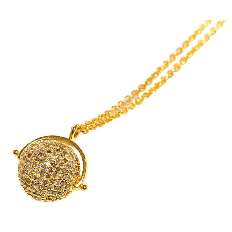 Jade Jagger Diamond Disco Ball Necklace at 1stDibs