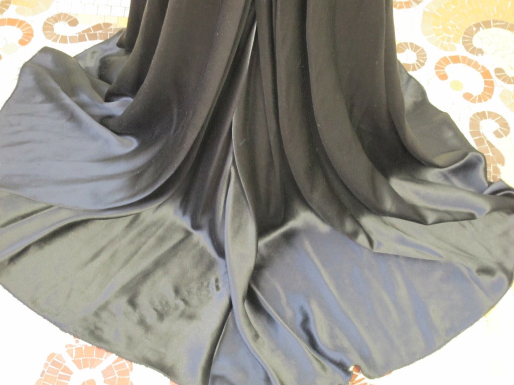 Dramatic Nina Ricci Silk Satin Gown with Plunging V-Neck at 1stdibs