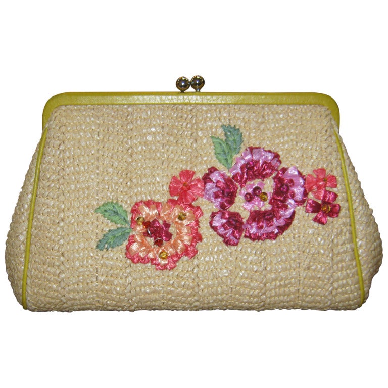 Christian Dior Raffia Leather Clutch