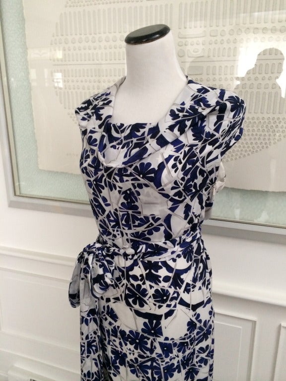 Navy and White Unique Floral Gucci Dress