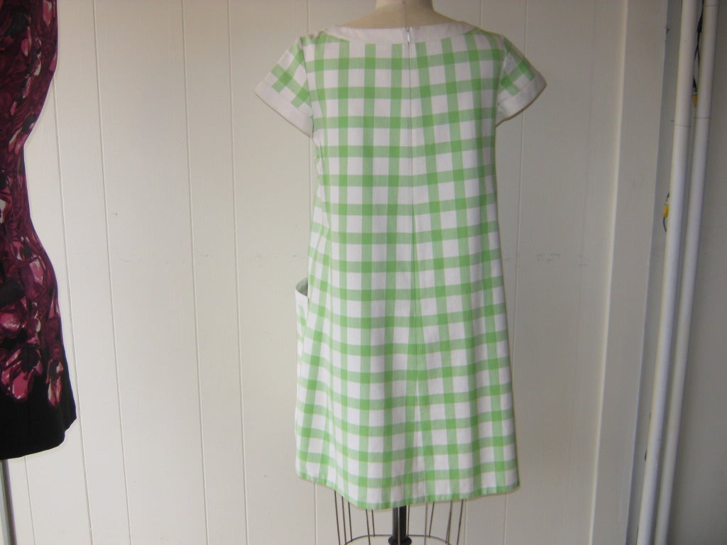 1960s Andre Courreges Cotton Gingham Print A-Line Dress In Excellent Condition In Port Hope, ON