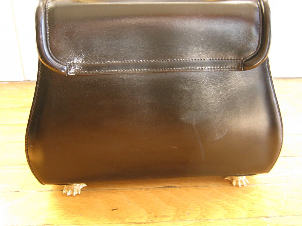 1990 Black Leather Kieselstein-CordTrophy Bag with Alligator Motif In Excellent Condition In Port Hope, ON