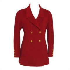 Vintage 1996 Chanel Cashmere Peacoat with CC Gold Buttons
