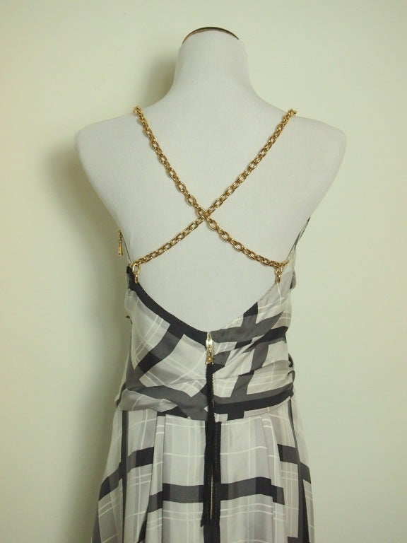 Women's Louis Vuitton Dress Silk Plaid with LV Gold Chains