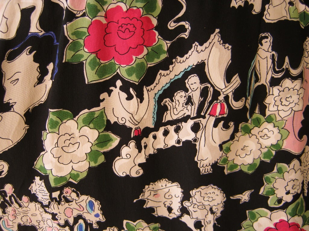 1980s Chanel Art Print silk dress In Excellent Condition In Port Hope, ON