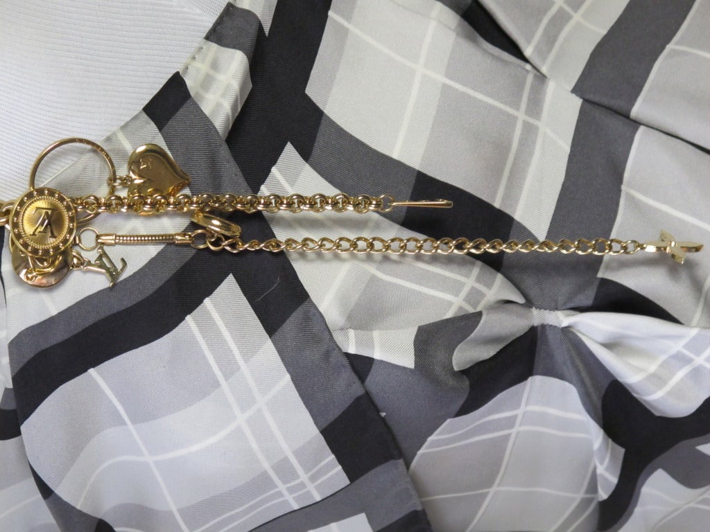 Louis Vuitton Dress Silk Plaid with LV Gold Chains 3
