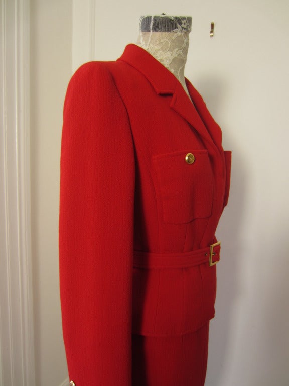 Women's Chanel red skirt suit