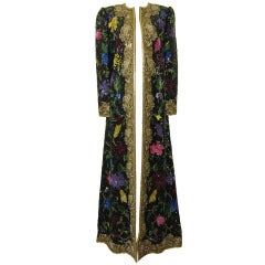 Exotic long embroidered vintage evening coat