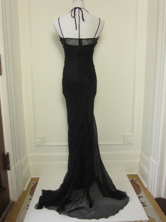 Dolce and Gabbana Black Column dress with Sheer Effect