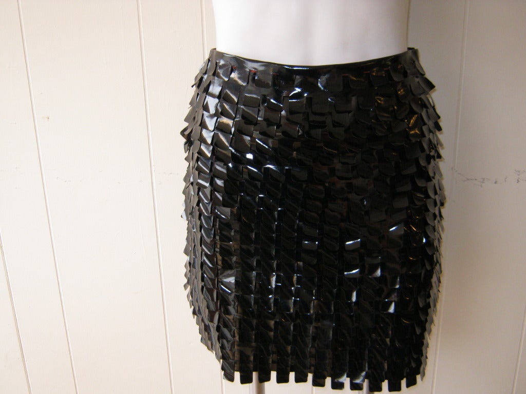 RODARTE S/S 2013 Black Patent Shingled Skirt Size 2 Never Worn In New Condition In Port Hope, ON