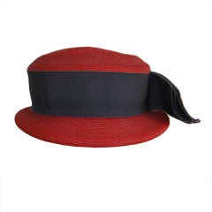 Vintage 1940s Stetson Red Straw Boater