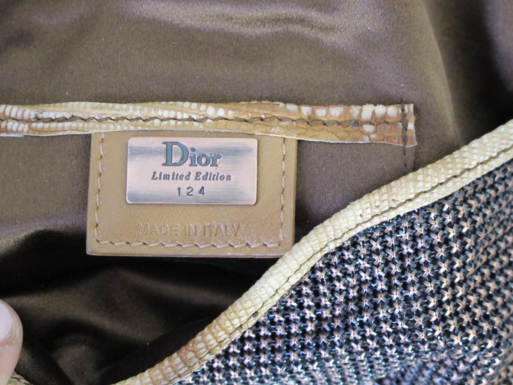Christian Dior Limited Edition Stylish Clutch in Copper Mesh In Excellent Condition In Port Hope, ON