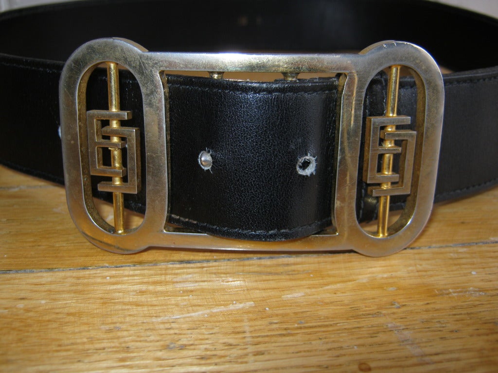 1970sEmilio Pucci Black Leather Belt In Good Condition In Port Hope, ON