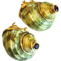 Amethyst and Shell Earrings