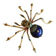 Russian Enamel Spider Brooch