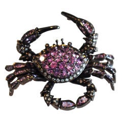 Pink Sapphire Crab Brooch