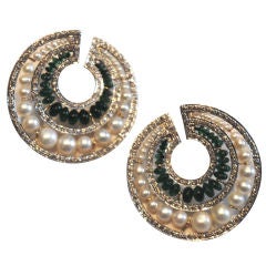 Emerald and Pearl Earrings
