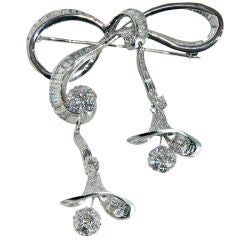 Platinum Diamond Bow Brooch