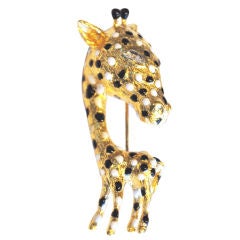 Enamel Giraffe Brooch