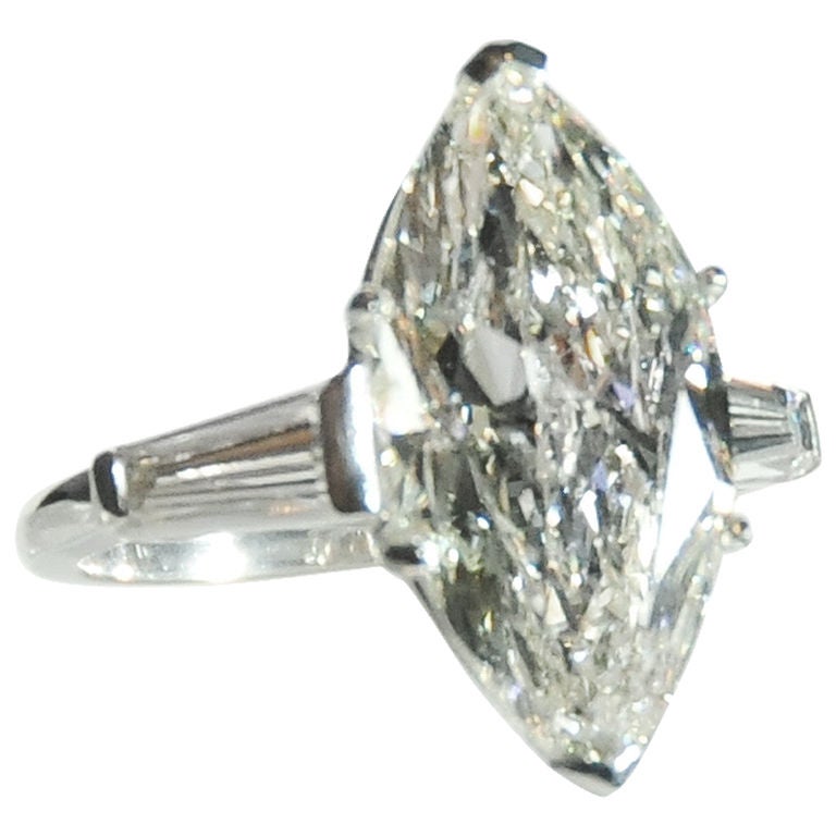 Marquise Diamond Engagement Ring at 1stdibs