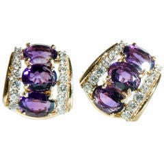 18k Amethyst & Diamond Earrings, EMIS 4