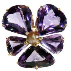 Wonderful Amethyst 
Natural Pink Pearl Brooch