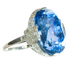 Spectacular Edwardian 30 Ct. Sapphire Ring, Certified