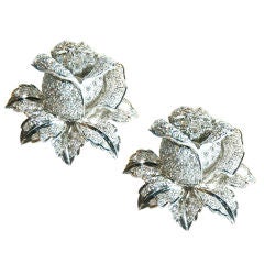 Lovely  Diamond Rose Earrings