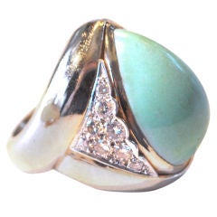Stunning 18K Turquoise and Diamond Ring, IMIS