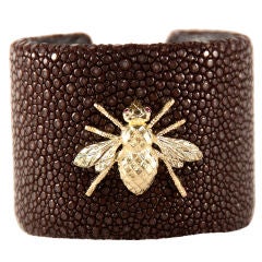 Chocolate Shagreen  Bee Cuff