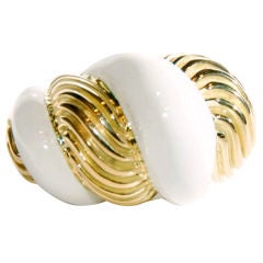 Wonderful Gold and White Enamel Ring, Emis