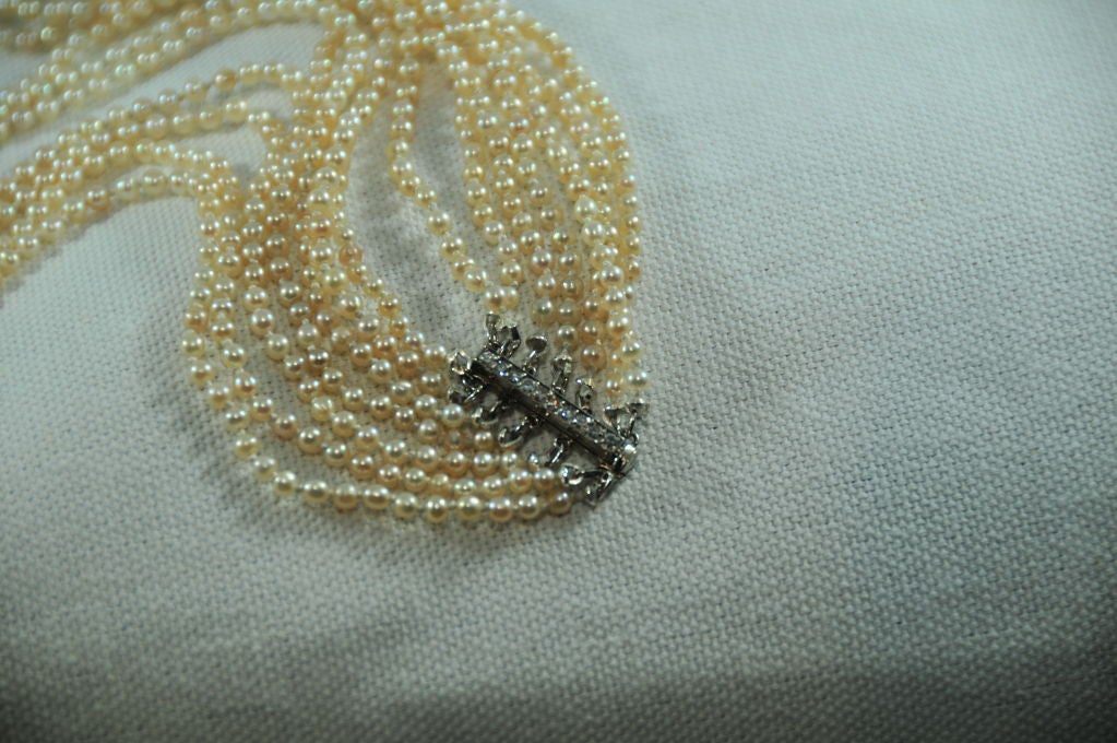 Regal Edwardian Enamel, Diamond and Natural Pearls Necklace 1
