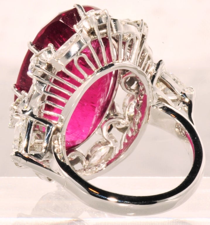 Rubelite Diamond Cocktail Ring For Sale 1
