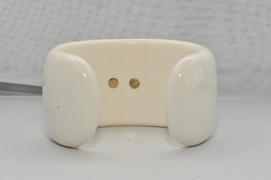 Chic Petrified Mammoth Ivory 18k Yellow Gold, Cabochon Emerald, Sapphire, Diamond and Pearls Cuff