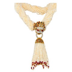 Sapphire Ruby Pearl Lion
s Head Choker Sapphire Ruby Pearl Lion
s Head Choker